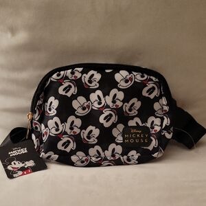 Mickey Mouse Bioworld Black & White Fanny Pack NWT 8"×6", Fabric Rayon/nylon